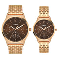 Timex Trendline Brown Round Dial Analog Pair Watch, TW00PR349