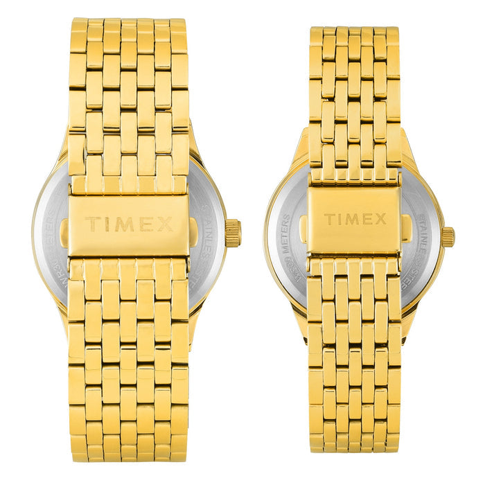 Timex Trendline Green Round Dial Analog Pair Watch, TW00PR348