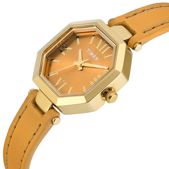 Timex Trendline Octagonal 26mm Yellow Dial Analog Women's Watch, TWEL26900