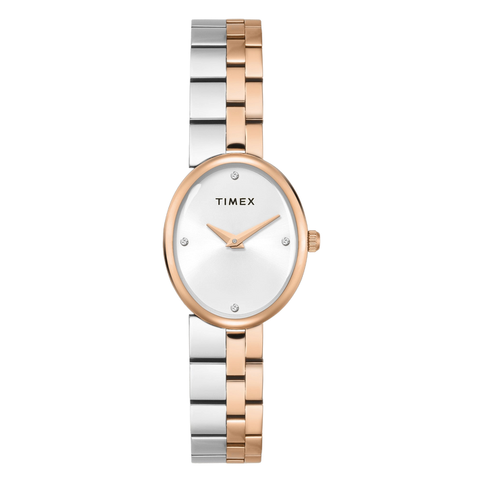 Timex Trendline Oval 23mm Silver Dial Analog Women's Watch, TWEL27101