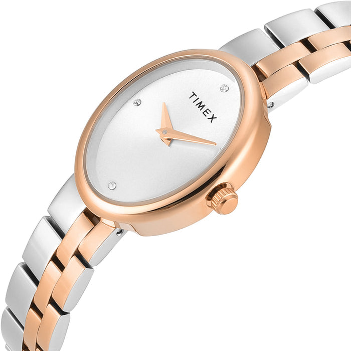 Timex Trendline Oval 23mm Silver Dial Analog Women's Watch, TWEL27101