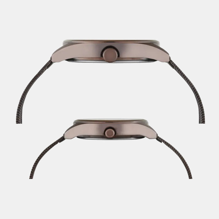 Timex Trendline Round 42mm Brown Dial Analog Pair Watch, TW00PR353