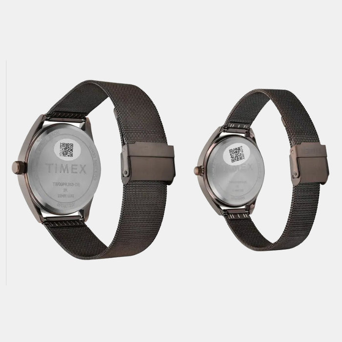 Timex Trendline Round 42mm Brown Dial Analog Pair Watch, TW00PR353