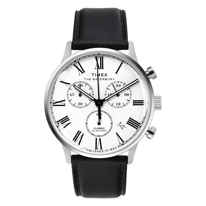 Timex Waterbury Classic Chronograph 42mm Leather Strap Men's Watch, TWEG26600