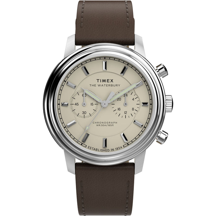 Timex Waterbury Metropolitan Chronograph 41mm Leather Strap Men's Watch, TW2Y23500UJ