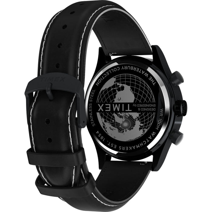Timex Waterbury Traditional Fly Back Chronograph 43mm Leather Strap Men's Watch, TW2W48000UJ