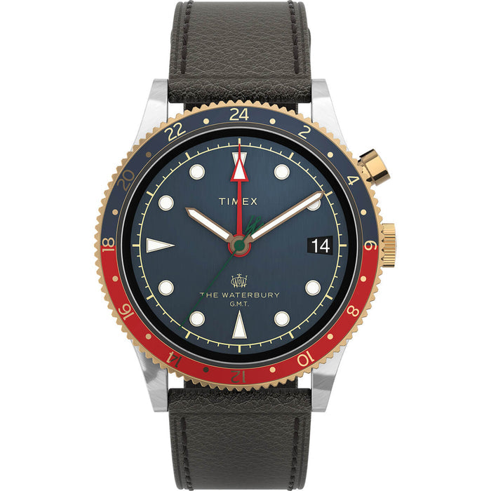 Timex Waterbury Traditional GMT 39mm Leather Strap Men's Watch, TW2U90500UJ