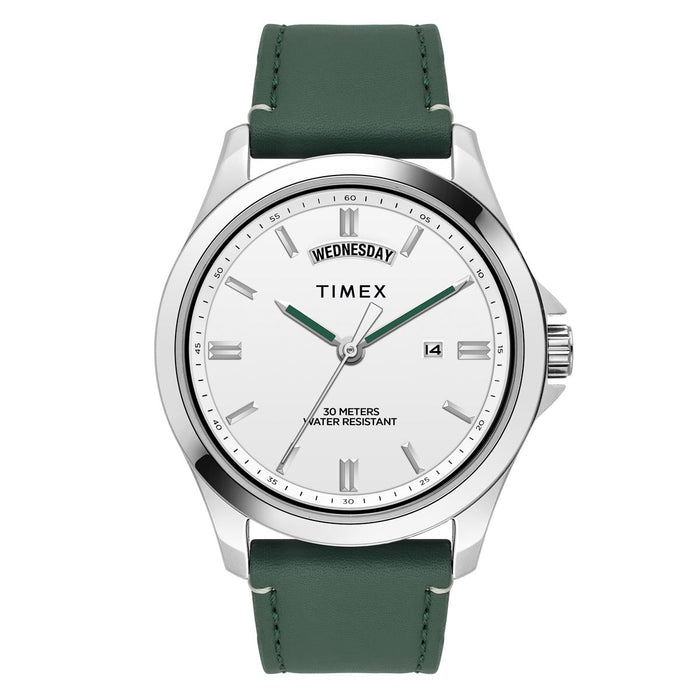 Timex White Round Dial Analog Men's Watch, TW000X138