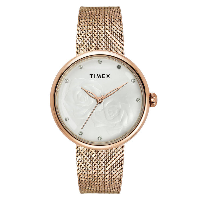 Timex White Round Dial Analog Women's Watch, TWEL19302