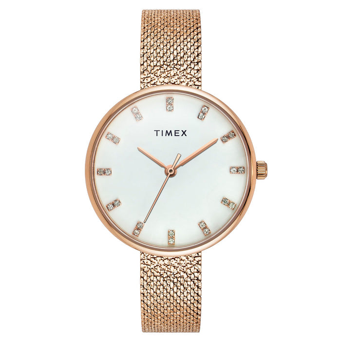 Timex White Round Dial Analog Women's Watch, TWEL21502