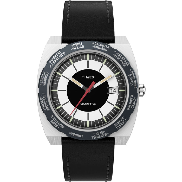 Timex World Time Reissue 39mm Leather Strap Men's Watch, TW2V69500U9