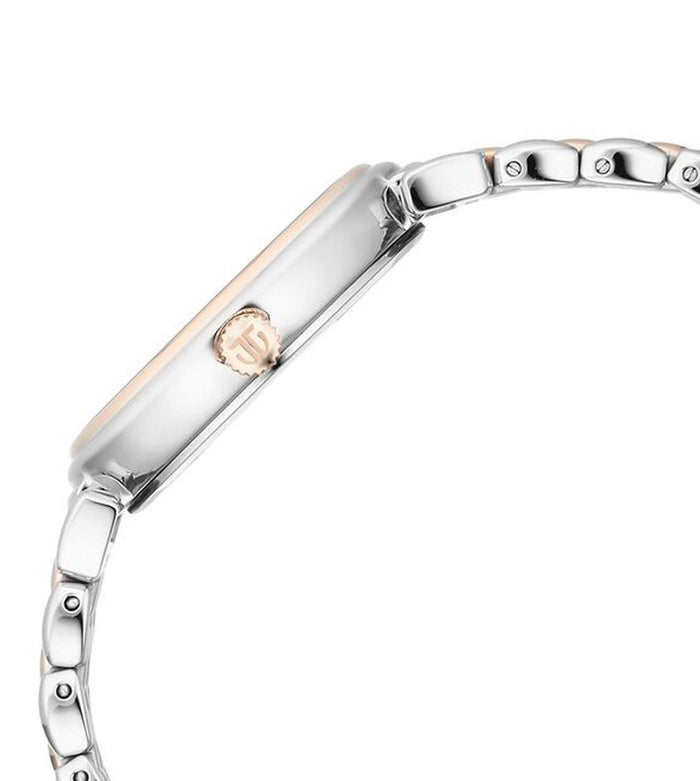 Titan Aura Quartz Analog Silver Dial With Two Toned Stainless Steel Strap Women's Watch, 95242KM01