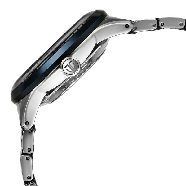 Titan Ceramic Fusion Automatic Blue Dial Silver Dual-Toned Stainless Steel Bracelet Men's Watch, NT90174KD02