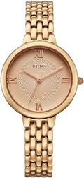 Titan Eminence Quartz Analog Pink Dial Rose Gold Strap Women's Watch, 95364WM01