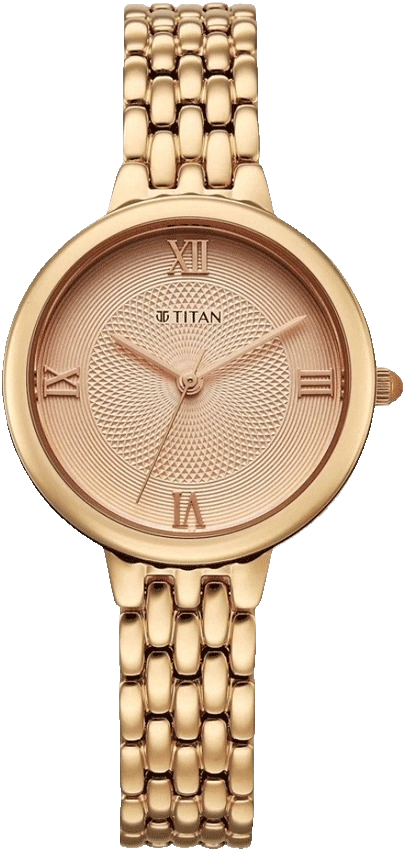 Titan Eminence Quartz Analog Pink Dial Rose Gold Strap Women's Watch, 95364WM01