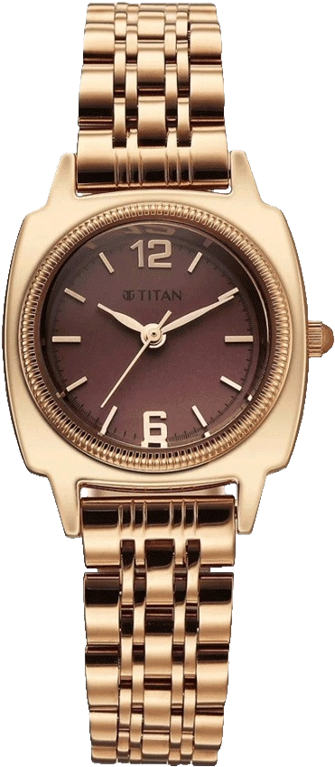 Titan Eminence Quartz Analog Red Dial Rose Gold Strap Women's Watch, 95366WM01