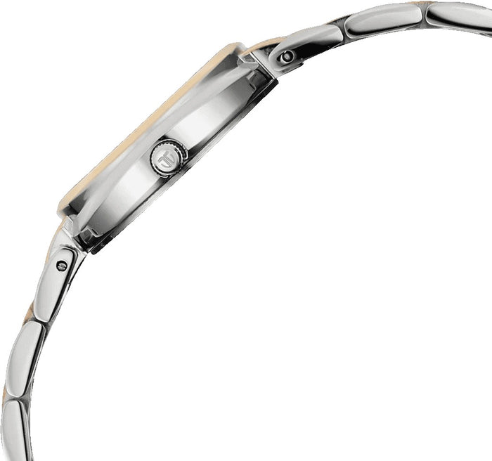 Titan Eminence Workwear Quartz Analog White Dial Two Toned Metal Strap Women's Watch, 95370KM01