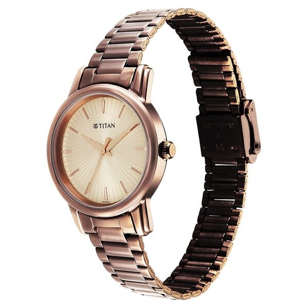 Titan Karishma Quartz Analog Beige Dial Brown Stainless Steel Strap Women's Watch, 2760QM01