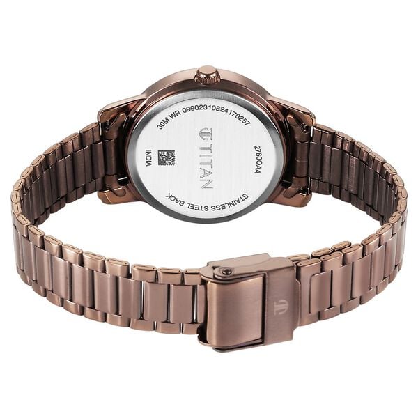 Titan Karishma Quartz Analog Beige Dial Brown Stainless Steel Strap Women's Watch, 2760QM01
