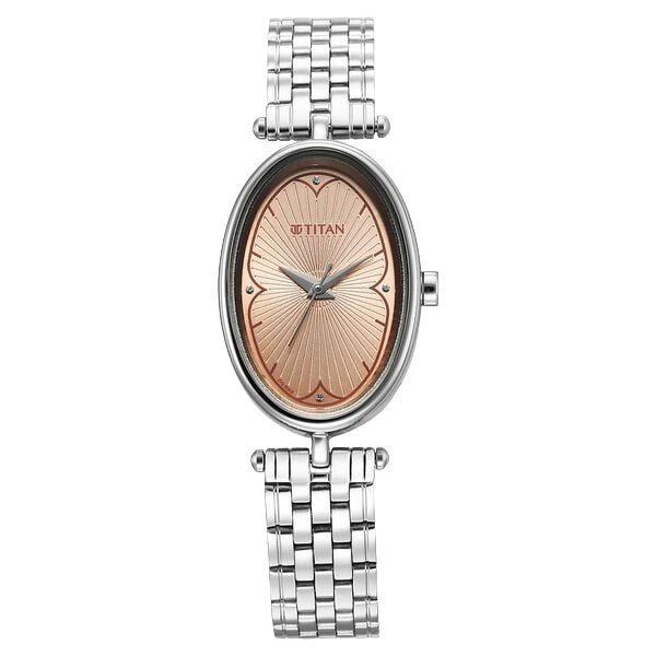 Titan Karishma Quartz Analog Beige Dial Silver Stainless Steel Strap Women's Watch, 2758SM01