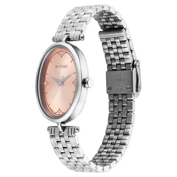 Titan Karishma Quartz Analog Beige Dial Silver Stainless Steel Strap Women's Watch, 2758SM01