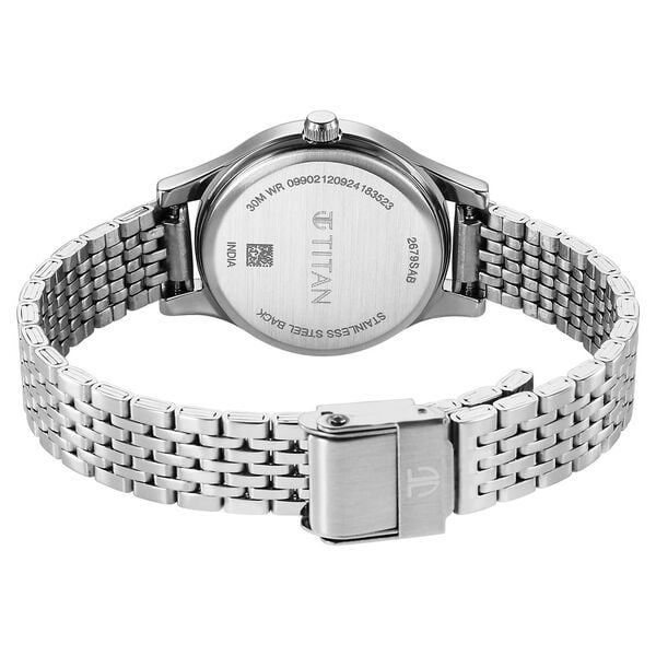 Titan Karishma Quartz Analog Black Dial Silver Stainless Steel Strap Women's Watch, 2679SM02