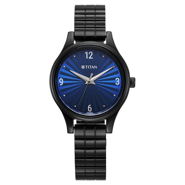 Titan Karishma Quartz Analog Blue Dial Black Stainless Steel Strap Women's Watch, 2679NM02