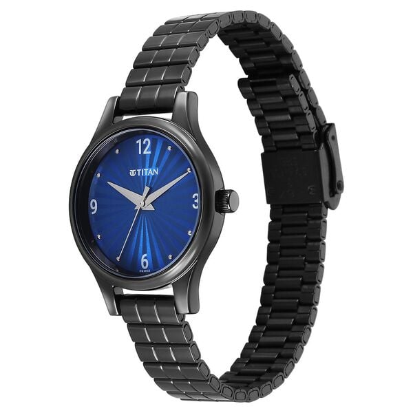 Titan Karishma Quartz Analog Blue Dial Black Stainless Steel Strap Women's Watch, 2679NM02