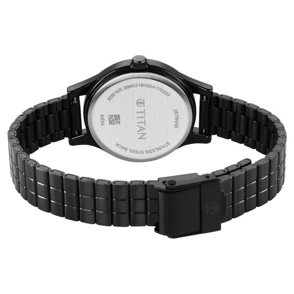 Titan Karishma Quartz Analog Blue Dial Black Stainless Steel Strap Women's Watch, 2679NM02