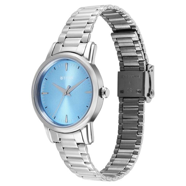 Titan Karishma Quartz Analog Blue Dial Silver Stainless Steel Strap Women's Watch, 2760SM02