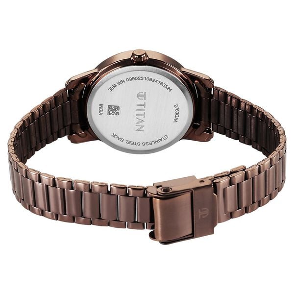 Titan Karishma Quartz Analog Brown Dial Brown Stainless Steel Strap Women's Watch, 2760QM02