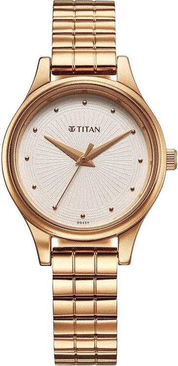 Titan Karishma Quartz Analog Off White Dial Rose Gold Stainless Steel Strap Women's Watch, 2679WM02