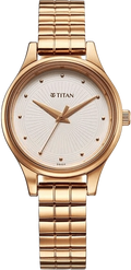 Titan Karishma Quartz Analog Off White Dial Rose Gold Stainless Steel Strap Women's Watch, 2679WM02