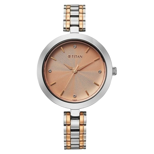 Titan Karishma Quartz Analog Rose Gold Dial Two Toned Stainless Steel Strap Women's Watch, 2969KM01