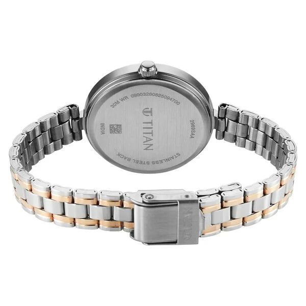 Titan Karishma Quartz Analog Rose Gold Dial Two Toned Stainless Steel Strap Women's Watch, 2969KM01