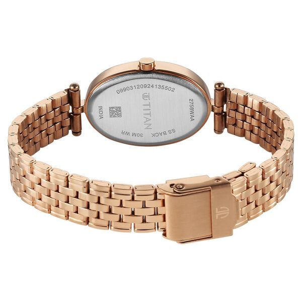 Titan Karishma Quartz Analog Silver Dial Rose Gold Stainless Steel Strap Women's Watch, 2758WM01