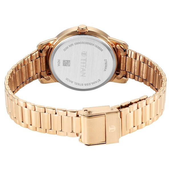 Titan Karishma Quartz Analog Silver Dial Rose Gold Stainless Steel Strap Women's Watch, 2760WM01