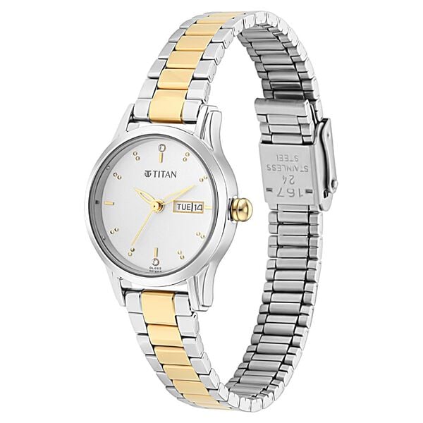 Titan Lagan Silver Dial With Metal Strap Women's Watch, 2656BM01