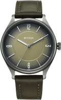 Titan Neo Basics Analog with Green Dial Green Leather Strap Men's Watch, 1802QL05