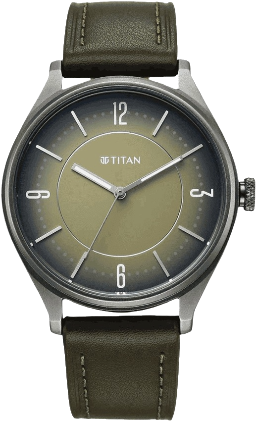 Titan Neo Basics Analog with Green Dial Green Leather Strap Men's Watch, 1802QL05
