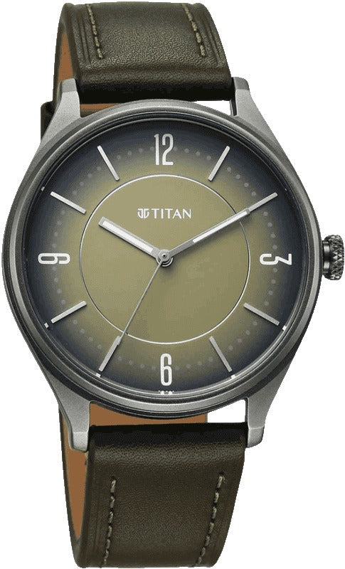 Titan Neo Basics Analog with Green Dial Green Leather Strap Men's Watch, 1802QL05