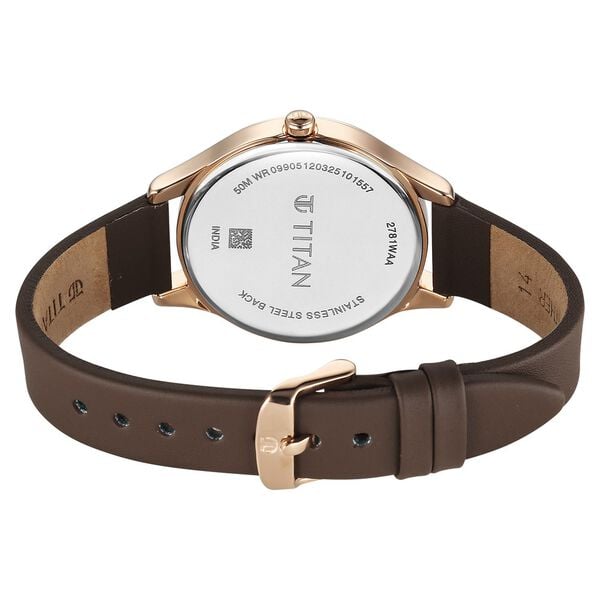 Titan Neo Quartz Analog Grey Dial Brown Leather Strap Women's Watch, 2781WL02