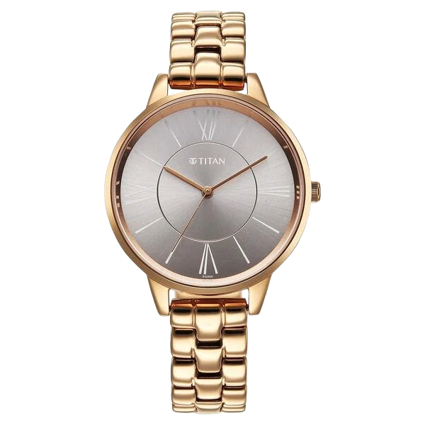 Titan Neo Quartz Analog Grey Dial Rose Gold Metal Strap Women's Watch, 2648WM10