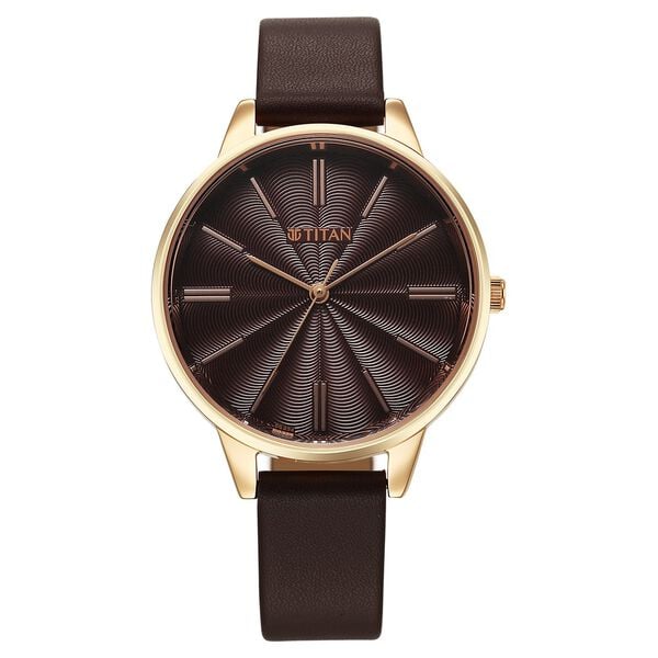 Titan Neo Quartz Analog Maroon Dial Leather Strap Women's Watch, 2648WL09