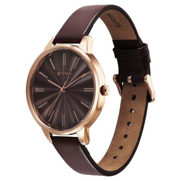 Titan Neo Quartz Analog Maroon Dial Leather Strap Women's Watch, 2648WL09