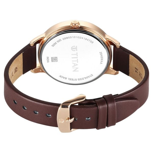 Titan Neo Quartz Analog Maroon Dial Leather Strap Women's Watch, 2648WL09