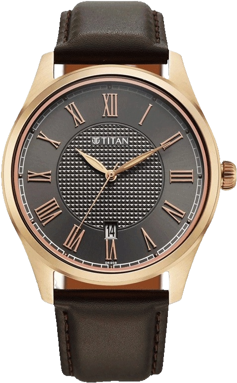 Titan Neo Roman Analog with Anthracite Dial Brown Leather Strap Men's Watch, 10063WL01
