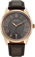 Titan Neo Roman Analog with Anthracite Dial Brown Leather Strap Men's Watch, 10063WL01