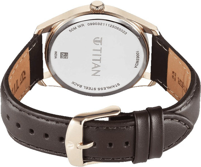 Titan Neo Roman Analog with Anthracite Dial Brown Leather Strap Men's Watch, 10063WL01