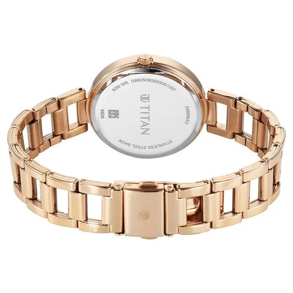 Titan Purple Superheads Quartz Analog Rose Gold Dial Rose Gold Stainless Steel Strap Women's Watch, 2480WM08